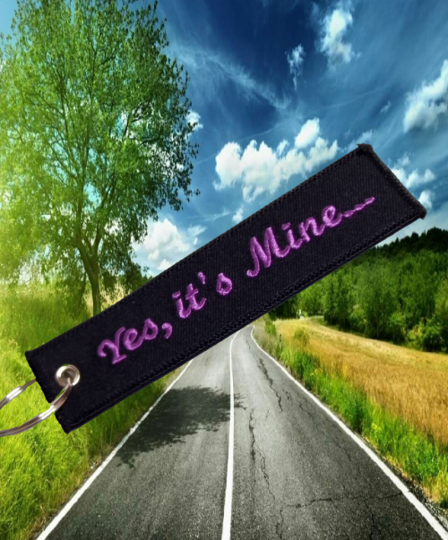 Yes, It’s Mine… (Black) – Keyring, female riders, lady biker, biker chick, girl keyring, biker, motorbike, motorcycle keyring
