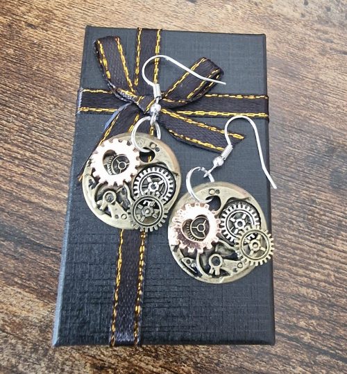 Handmade Motorbike gear Earrings/ biker earrings/ biker babe/ motorcycle earrings/ motorbike/ stocking filler/novelty/funny//Birthday present. 1