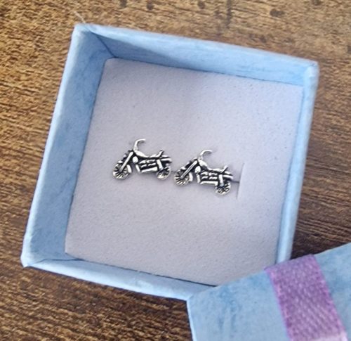 Sterling Silver Motorcycle Stud Earrings for bikers, earings female riders, biker chicks, lady riders, motorbike gifts
