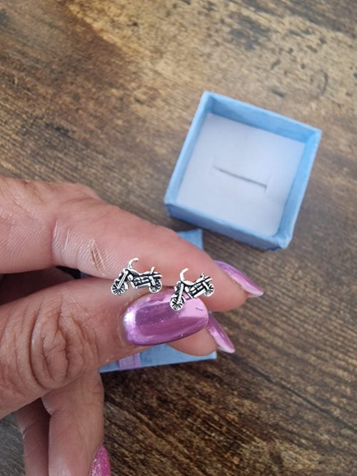 Sterling Silver Motorcycle Stud Earrings for bikers, earings female riders, biker chicks, lady riders, motorbike gifts 1