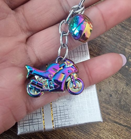 Motorbike sport multicolour keyring