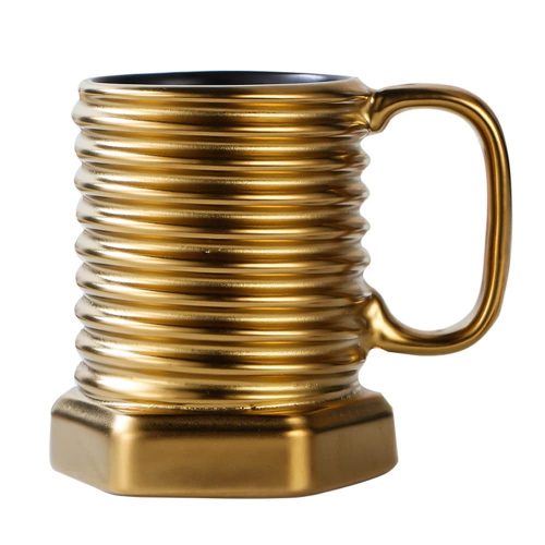 screw Coffee Mug, Ceramic Tea Cup, motorbike screw, motorcycle screw, gold