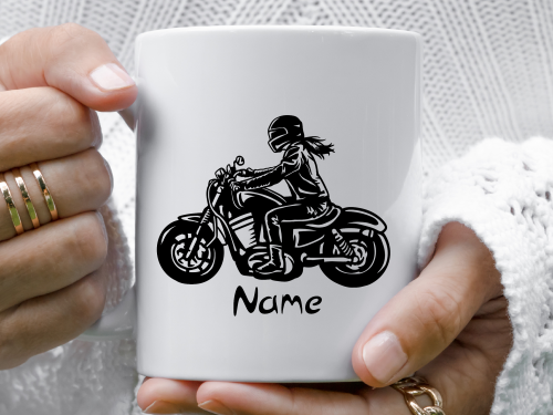 female riders, lady biker, biker chick, girl keyring, biker, motorbike, motorcycle keyring, mug, biker, Vintage Motorbike personalised mug
