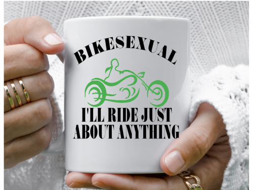female riders, lady biker, biker chick, girl keyring, biker, motorbike, motorcycle keyring, mug, biker, Bikesexual, i'll ride just about anything mug