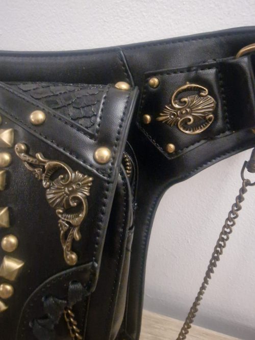 Black Motorcycle Leg Bag – Gold & Blue Edition 4