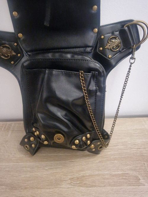 Black Motorcycle Leg Bag – Gold & Blue Edition 5