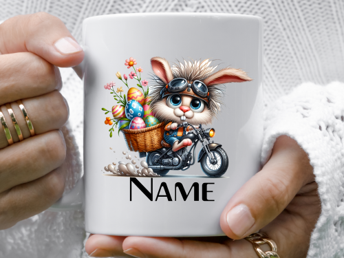 Bunny motorbike easter  - Mug, easter mug, gift for biker