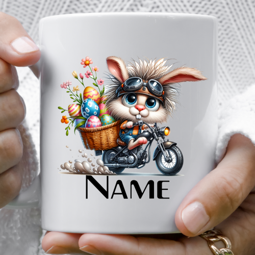 Bunny motorbike easter  - Mug, easter mug, gift for biker