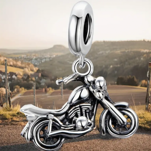pc Cool Motorcycle S925 Sterling Silver Charm, 1.9g, DIY Beadable, for Women'S Bracelet, Necklace, Jewelry Making, Gift, Birthday, Valentine'S Day, Anniversary, Wedding, Valentines Gifts, Celebration, Daily Wear, Valentine'S Day Gifts, Perfect for Room Deco